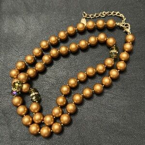 Coldwater Creek Gold Faux Pearl With AB Faceted Crystal Rhinestone Necklace